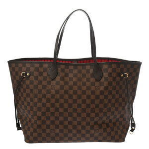 Louis Vuitton Damier Neverfull GM Brown Cerise Red Canvas Tote Bag